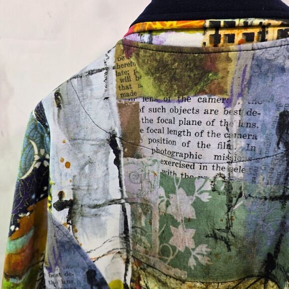 Dolcezza Jacket Women XXL Artsy Art To Wear Flecce Collar Photography Travel - Picture 7 of 13